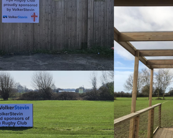Collage of work VolkerStevin have done at Rye Rugby club.